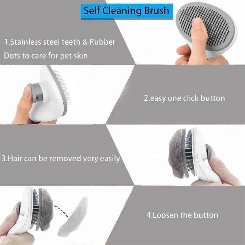 Brosse autonettoyante pour chien et chat