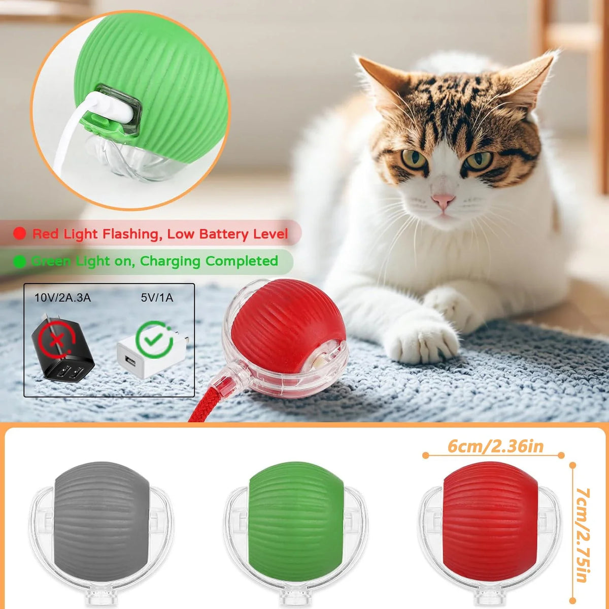 Balle interactive intelligente pour chat